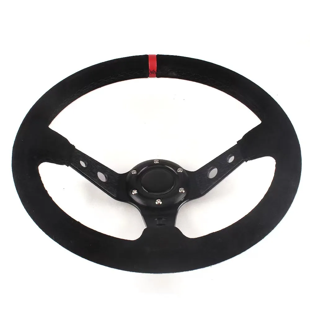 14 Inch Car Modification Universal Steering Wheel Frosted Personalized Competitive Racing Steering Wheel 350mm Suede