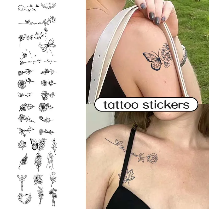 2/3/4Pcs Herbal Tattoo Sticker Set Temporary Waterproof Tattoo Stencil Sticker Last for 7-12 Days Fake Tattoo Covering Body Scar