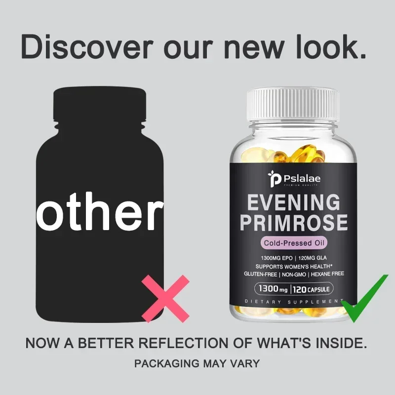 Evening Primrose Supplement Cold Pressed Oil - Contains Gelatin and Vegetable Glycerin To Promote Healthy Skin