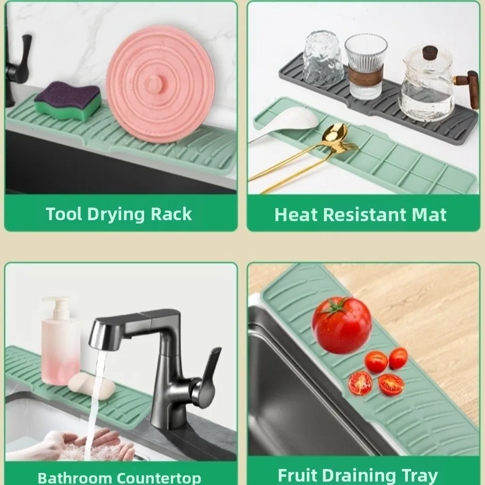 سوبر ماصة سيليكون صنبور حصيرة الرطوبة واقية دياتوم الطين دياتوميت حجر بالوعة صينية قابلة لإعادة الاستخدام متعددة الأغراض صنبور استنزاف الوسادة #2