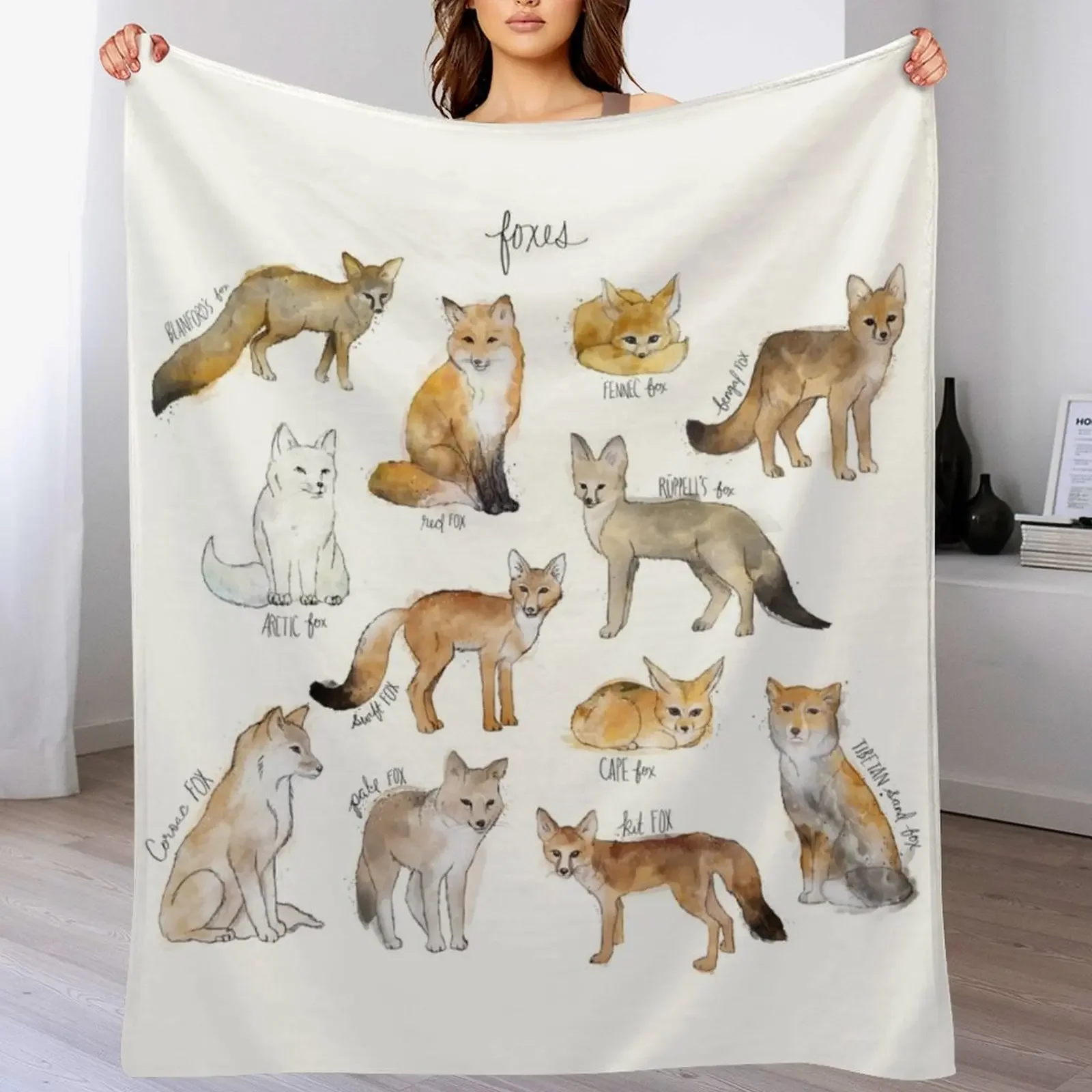 

Foxes Throw Blanket Personalized Gift decorative Flannel Fabric for winter Blankets