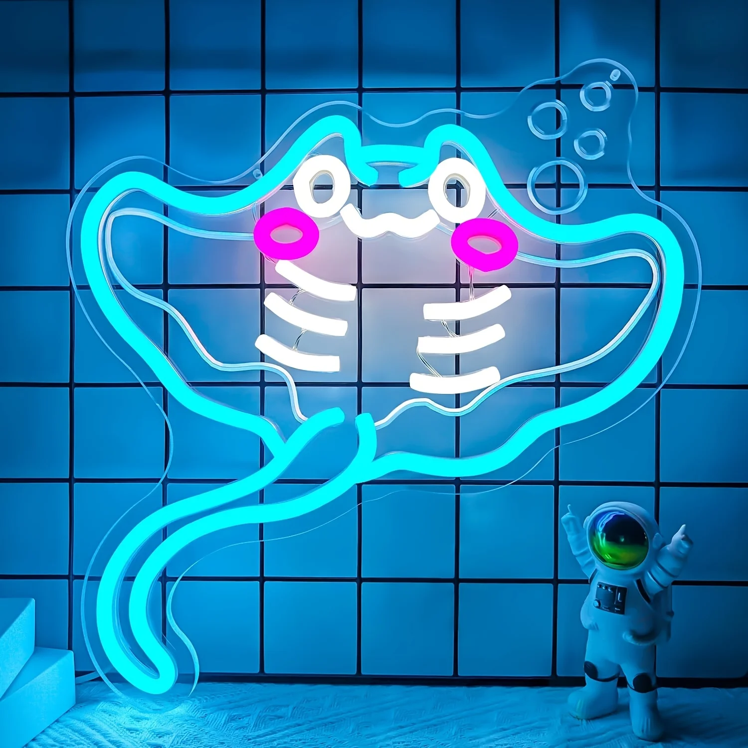 

Cute Devil Fish Neon Sign LED Creative Neon Light USB Power for Aquarium Kid Room Bedroom Living Room Wall Decor Gift for Kid