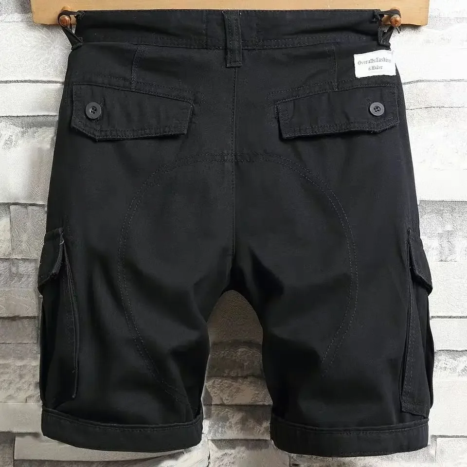 Wide Baggy Khaki Solid Button Loose Multi Pocket Male Short Pants Men's Cargo Shorts Designer Cotton Hevy Whate Beautiful Y2k