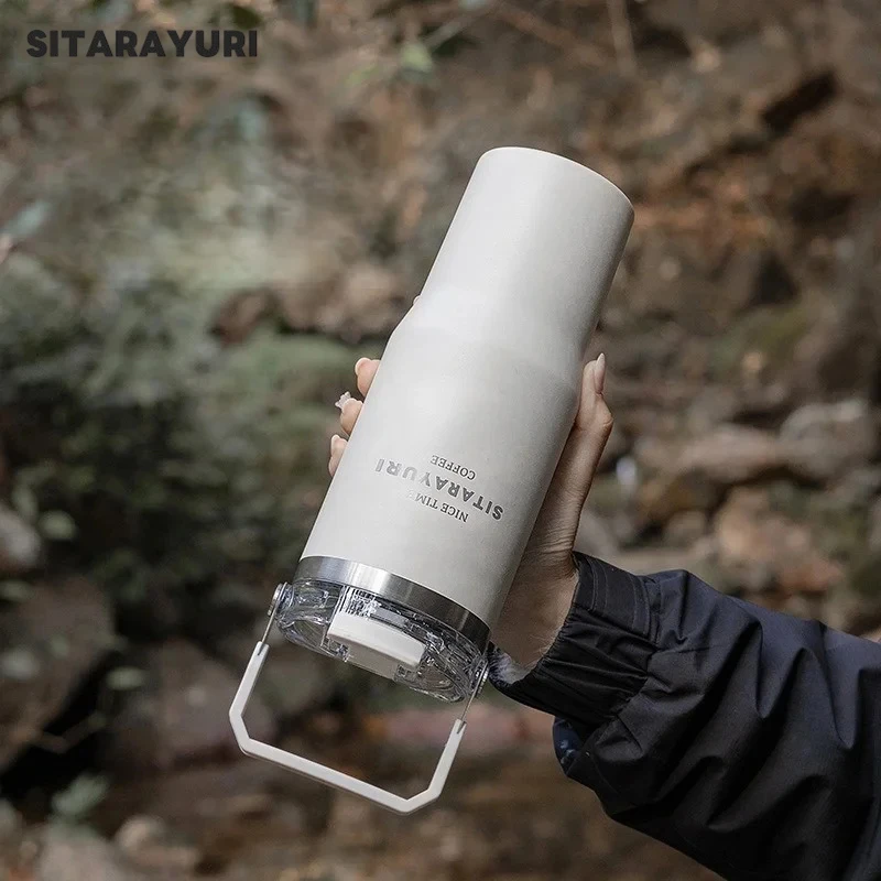 SITARAYURI 600/900ML Vakuum-Thermoskanne Edelstahl-Thermobecher mit Strohhalm Isolierter Trinkbecher Autobecher Outdoor-Sport-Wasserflaschen