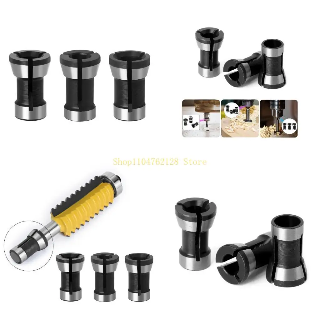

3Pcs Carbon Steel Trimmers Collets Converters for Woodworking Enthusiasts and Professional Engravers best sale