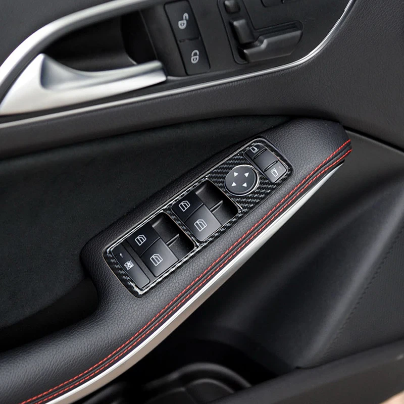 

LHD!! For Mercedes-Benz A-Class A180 A200 2013-2018 Carbon Style Power Window Lift Switch Buttons Handles Bowls Cover Trim Kit