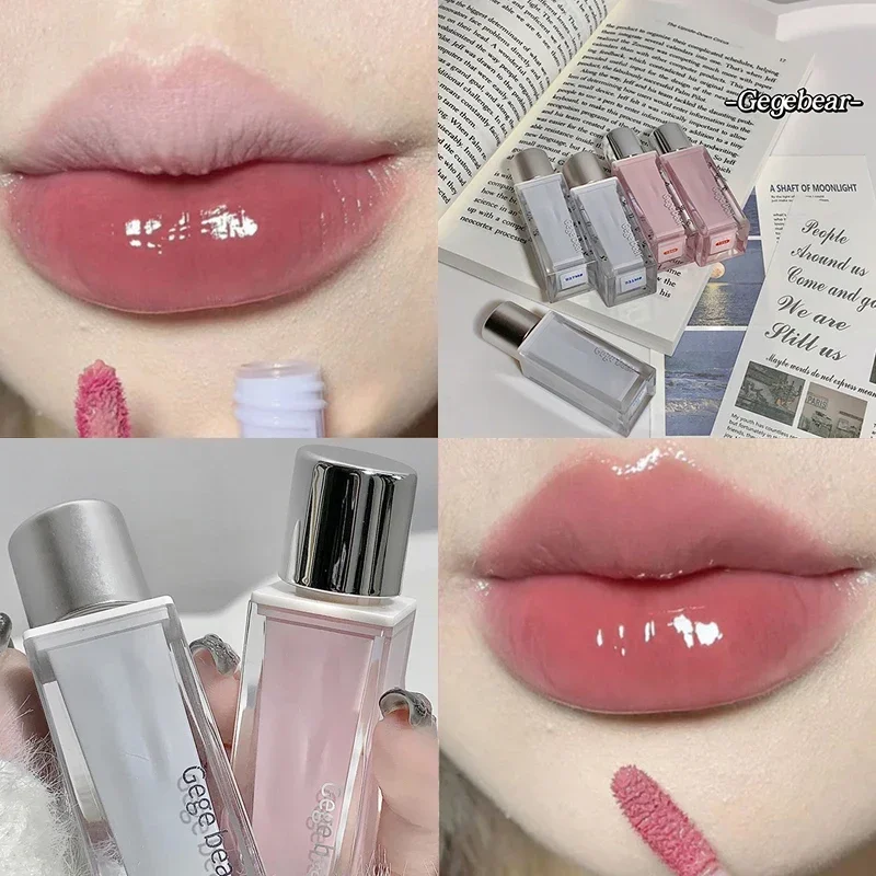 Mirror Water Lip Glaze Velvet Matte Matte Lip Mud Grey Pink Nude Lip Gloss Lasting Moisturizing Lips Tint Women Makeup Cosmetics