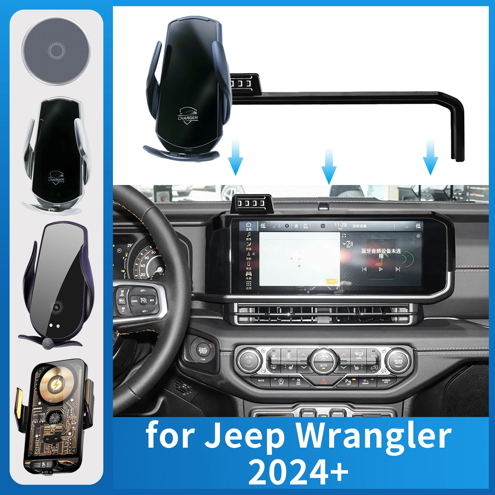 

Car Mobile Phone Holderfor Jeep Wrangler 2024 2025GPS Bracket Charging Stand Auto Accessories