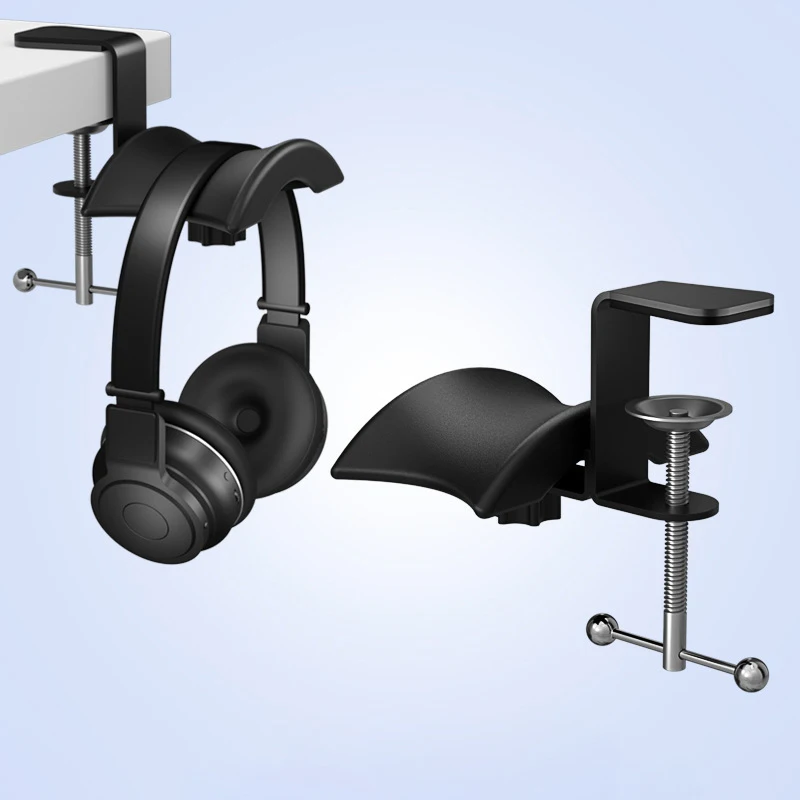 Universal Headphone Holder Desk Mount Adjustable Detachable Gaming Headset Hanger Bracket Display Shelf Space Saving Table Clamp