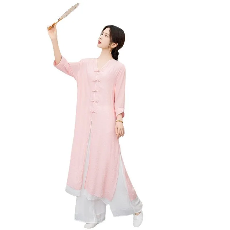 

Chinese style cotton and linen Zen plus size set Zen meditation clothing ethnic style