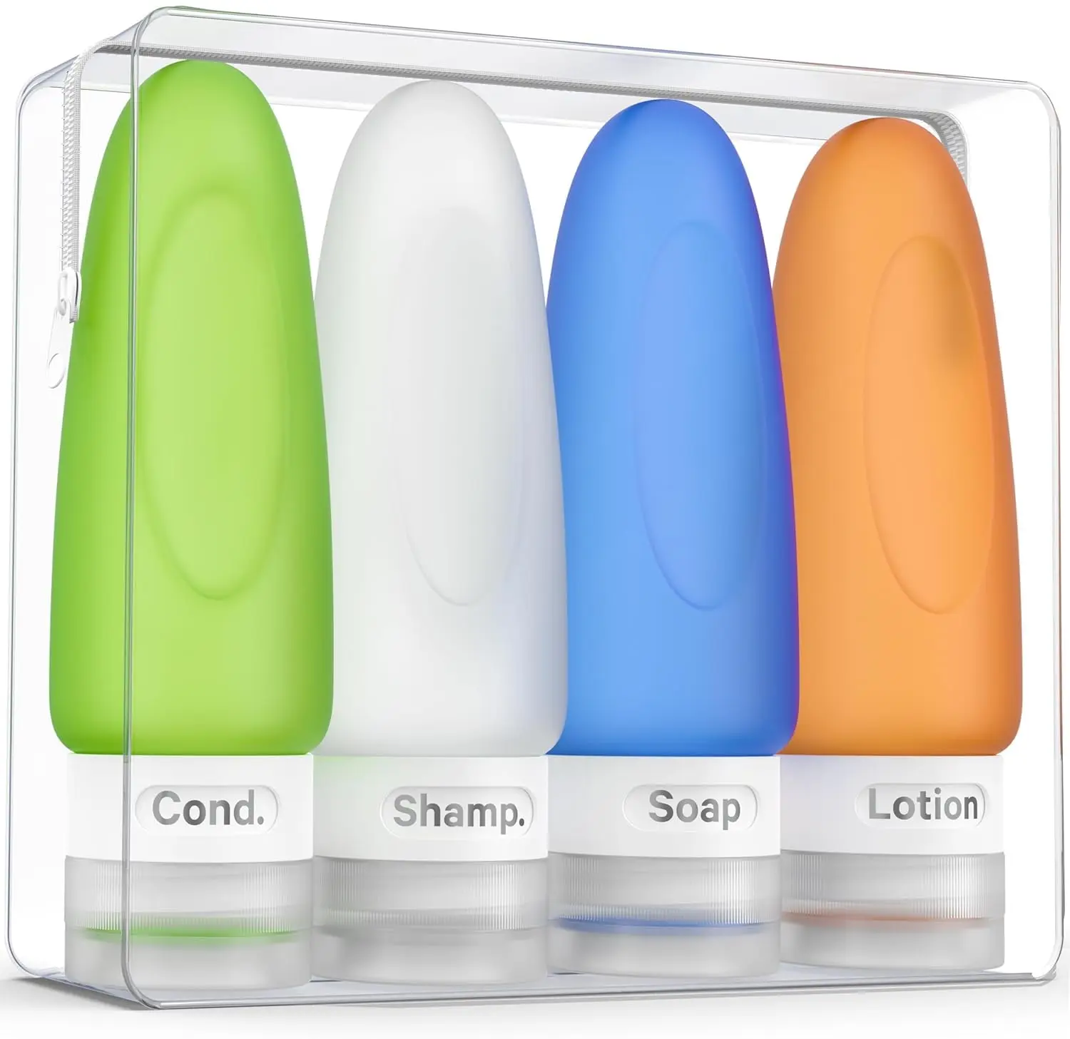 

Leak Proof Travel Bottles 3oz TSA Approved Silicone Containers for Shampoo & Conditioner with Labels