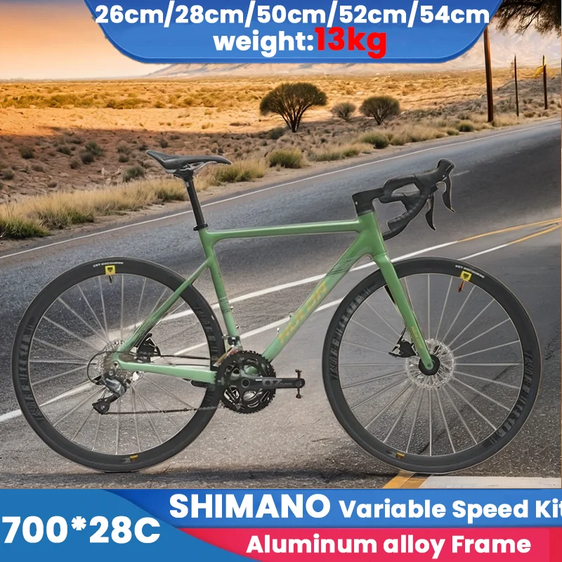 

700C Super light Aluminum alloy frame Road bike 18speed MTB Road racing Double disc brake variable speed aldult off-road Bicycle