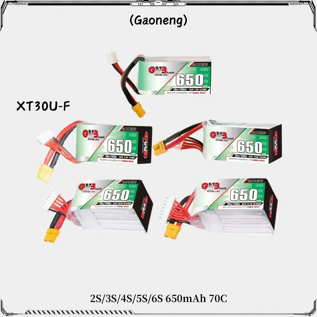 Gaoneng GNB New 650mAh 2S 7.4V 3S 11.1V 4S 14.8V 5S 18.5V 6S 22.2V  70C Lipo Battery With XT30 Plug for RC FPV Racing Drone