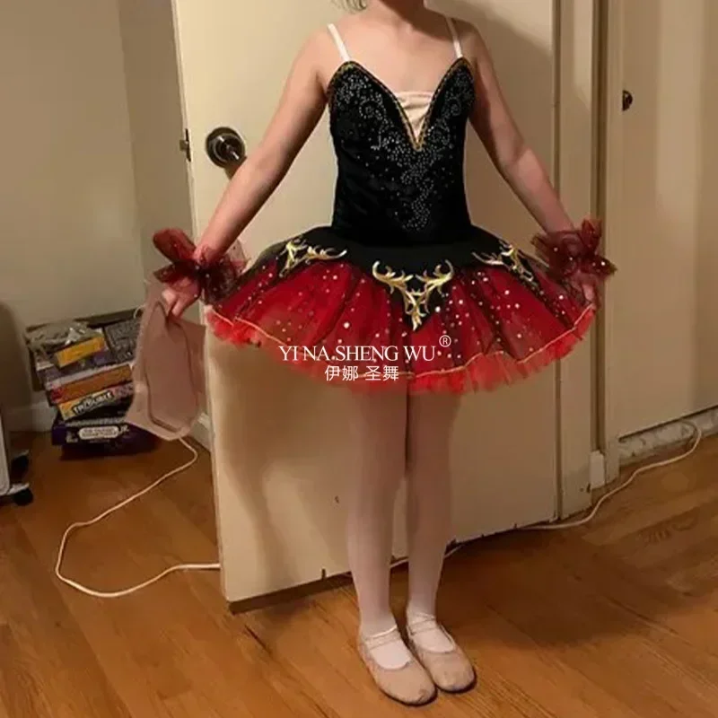 Girl Black Red Professional La Esmeralda Ballet Tutu Dress Children's Women's Ballet Party Costume