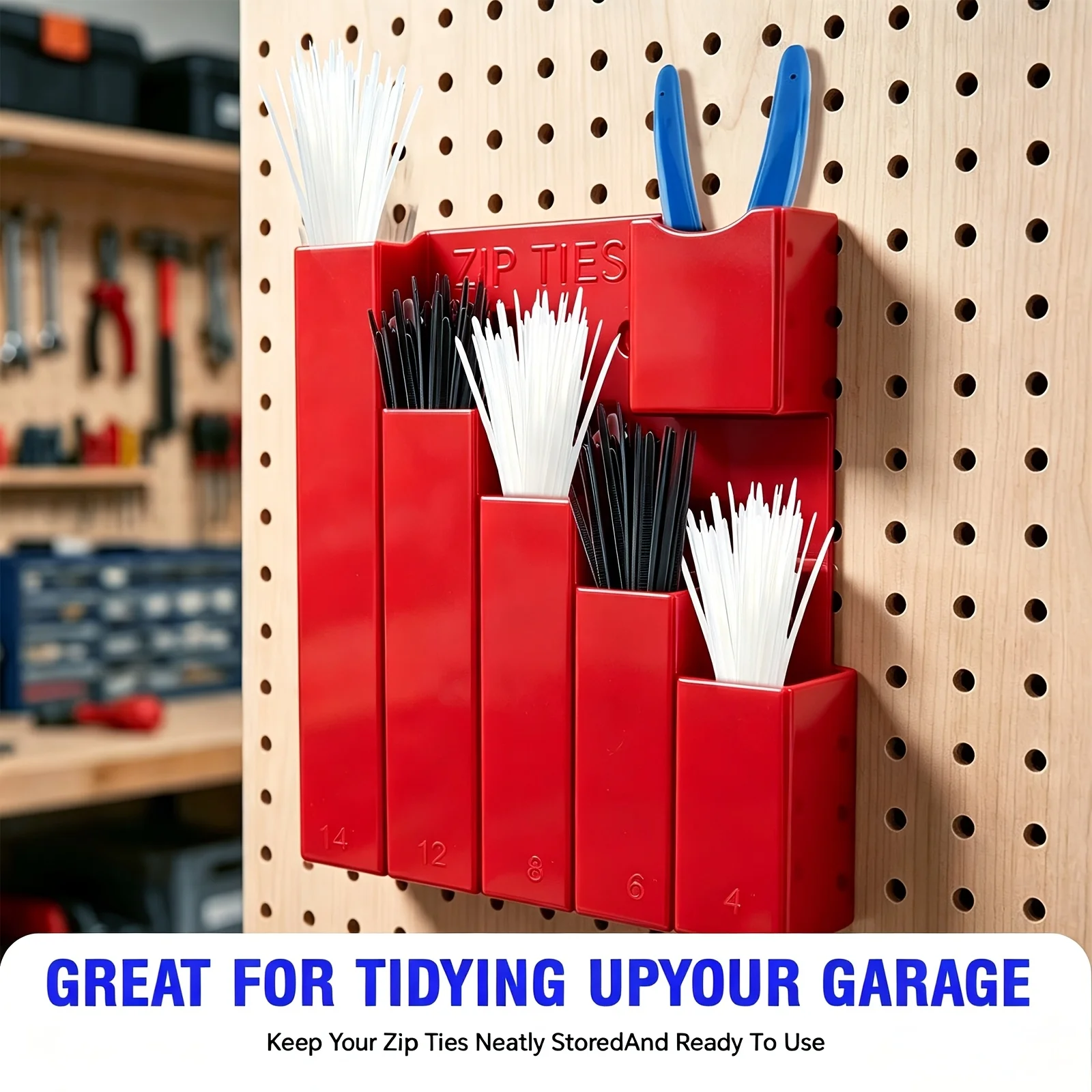 1Pc Desktop Cable Tie Organizer Holder, Wall‑Mounted Storage Rack for Garage Shed Workshop Tool Cart