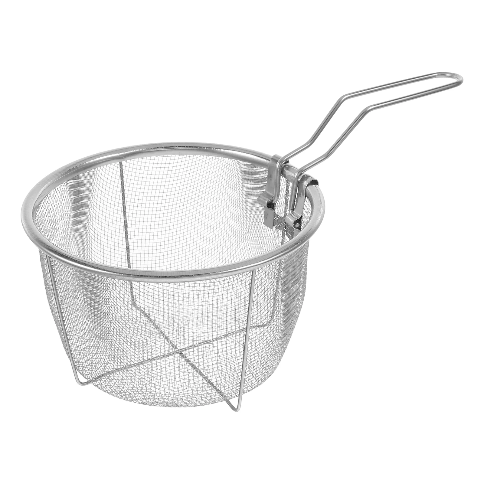 Food Strainers Stainless Steel Frying Basket Collapsible Fryer Commercial Silver Tool
