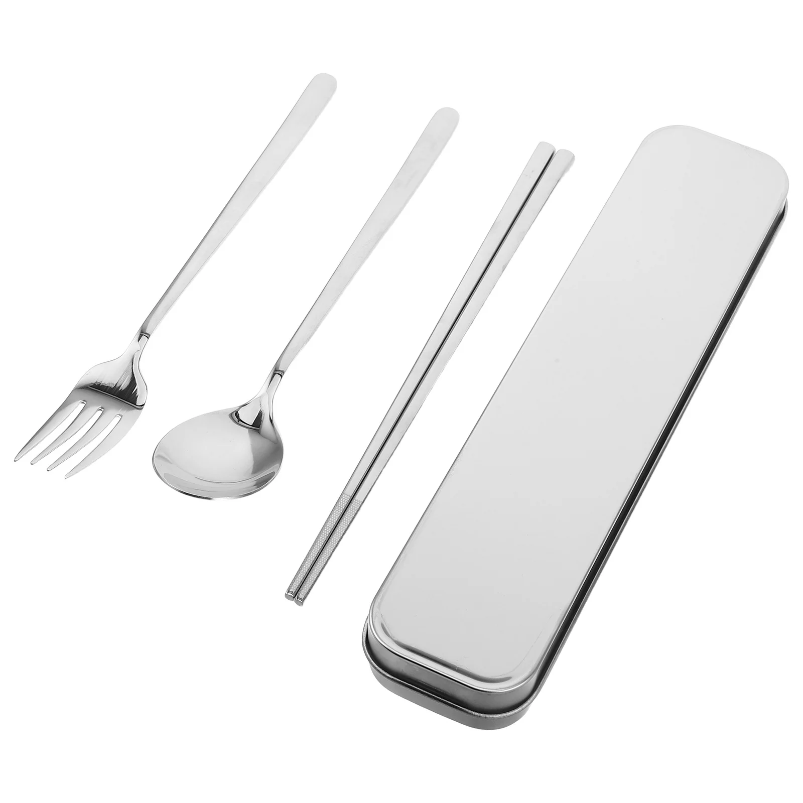 Reusable Cutlery Metal Chopsticks Container Silverware and Spoons Supplies Camping Dinnerware Portable