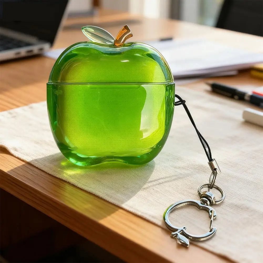 حافظة سماعة أذن ناعمة شفافة لأجهزة Airpods 4 مقاومة للسقوط على شكل أبل من مادة TPU تصميم ناعم مخصص لأجهزة Airpods الشخصية #4