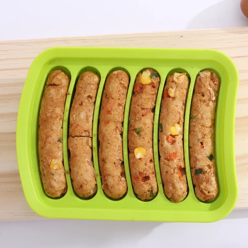 

Sausage Maker Mould 6 Grids Silicone DIY Ham Hot Dog Making Moulds With Lid Kitchen Household Sausages Cake Baking Tools Molds