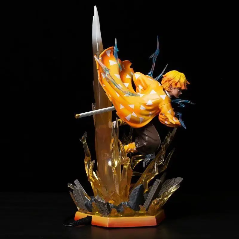 Bandai Demon Slayer Blade Japanese Anime Agatsuma Zen'Itsu Thunderbolt Flash Hot Blooded Battle Can Emit Light Statue Garage Kit