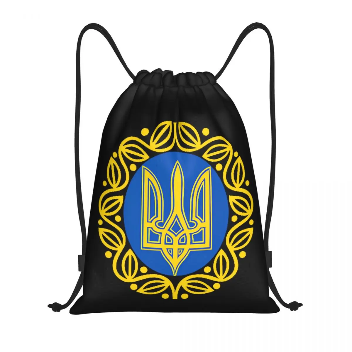 Coat Of Arms Ukraine Flag Drawstring Backpack Bags  Lightweight Ukrainian Trident Gym Sports Sackpack Sacks for Training