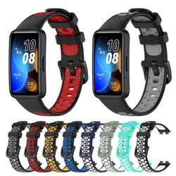Sport Silicone Strap For Huawei Band 8/9/10 Smart Bracelet Wristband Two-Color Watchband