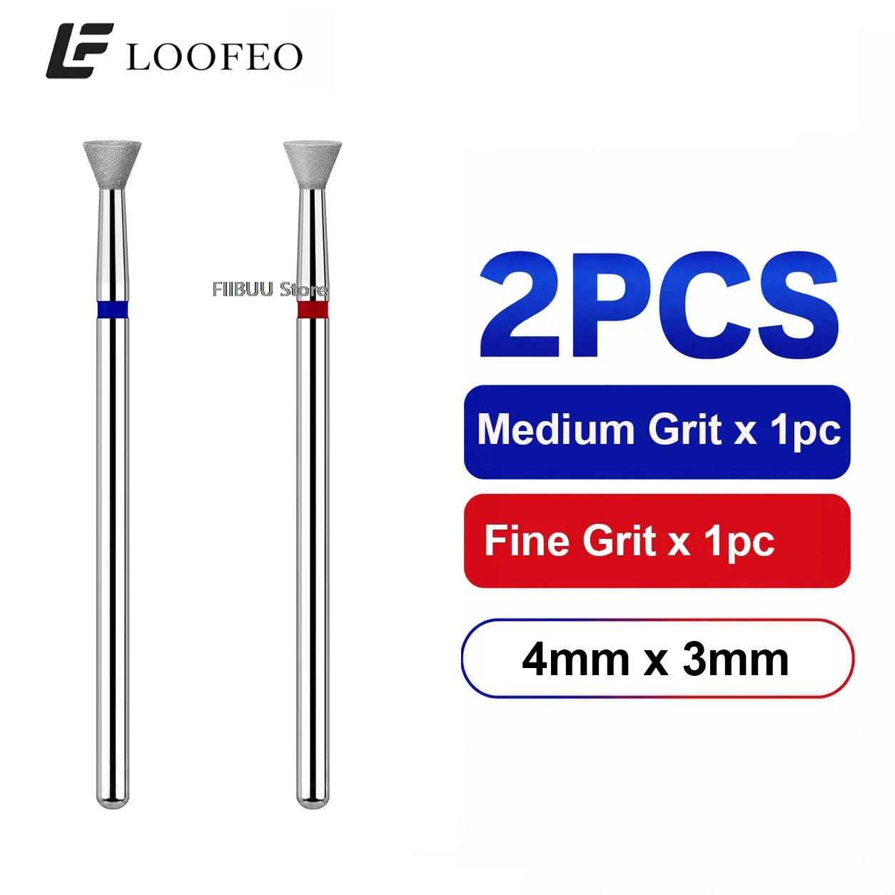 2pcs Diamond Nail Drill Bit Set 3/32 Inch Electric Nail File Bits Medium Fine Milling Cutter for Manicure Cuticle Burrs Cleaning