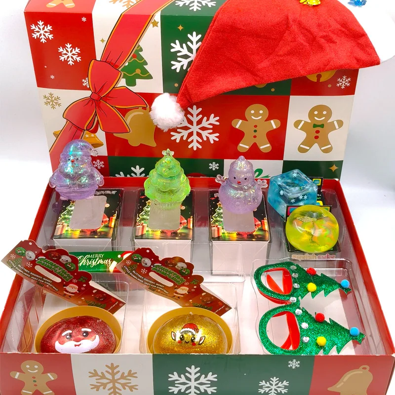 Christmas Gift Box Maltose Texture Squishy Toy Set, Slow Rising Stress Relief Squeeze Fidget Vent Toy for Kids & Adults