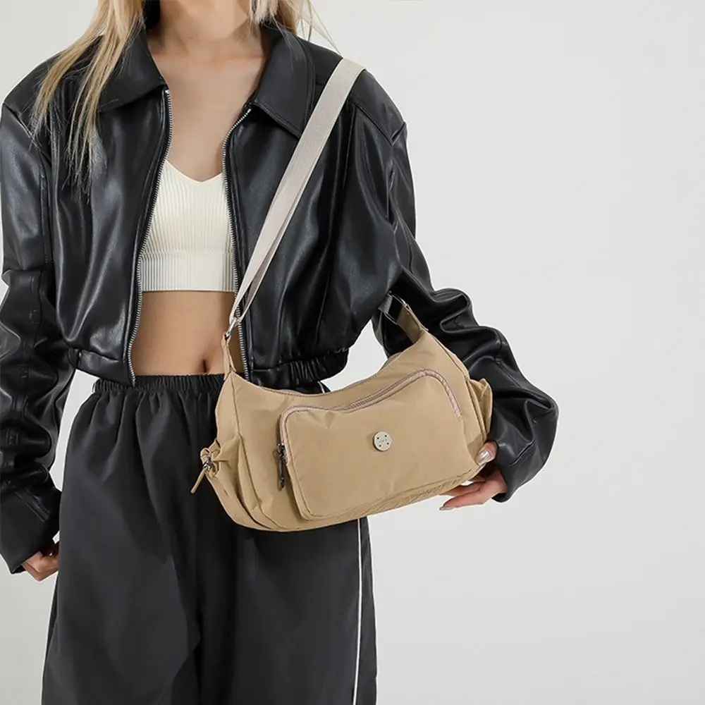 

Fashion Casual Cross Body Bag Simple Designer Nylon Shoulder Bag Lightweight Multiple Pockets Commuting Sling Bag Men Women