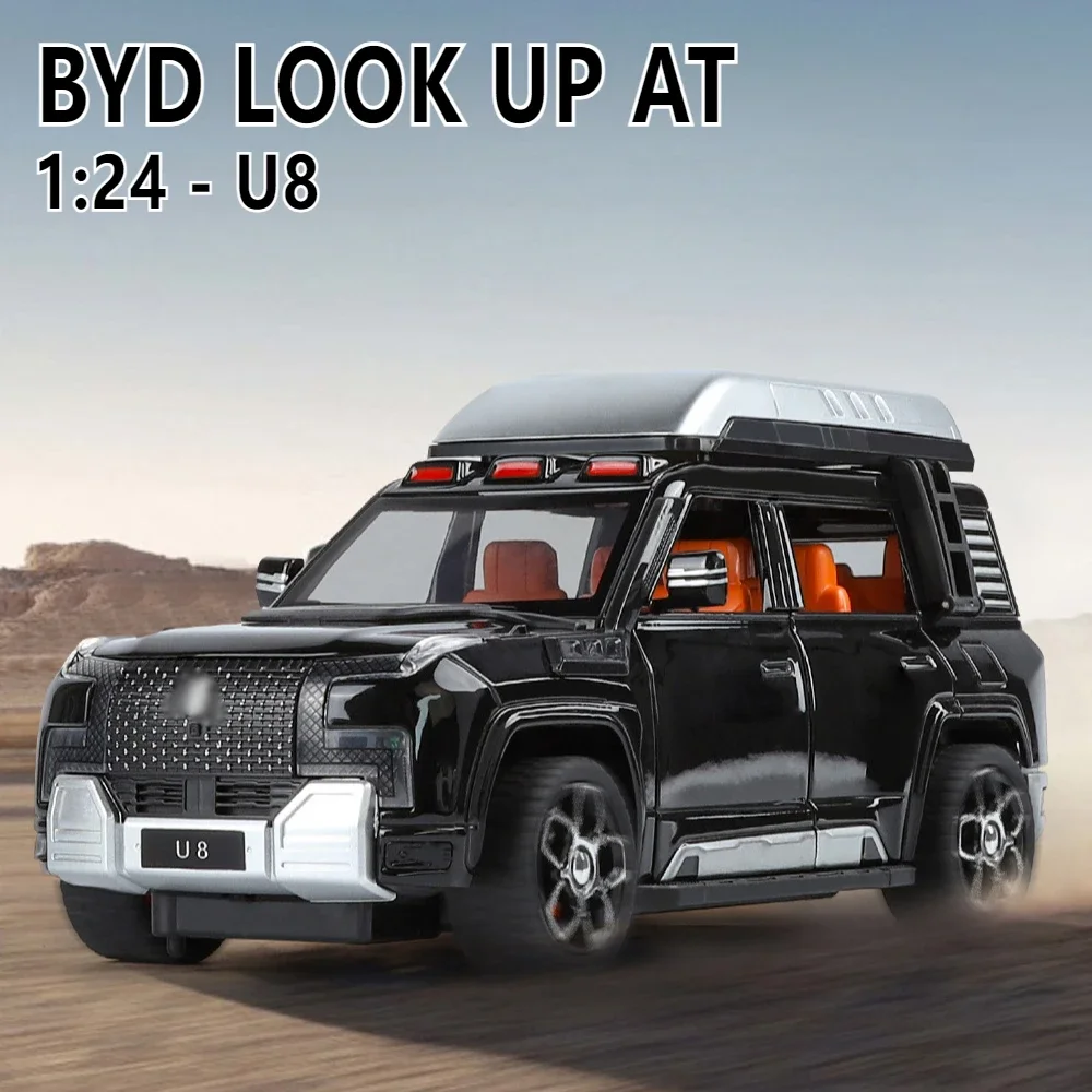 

1:24 BYD посмотрите на внедорожник U8 модель автомобиля из сплава литой металлический игрушечный автомобиль модель имитации звука и фотоколлекции детских подарков