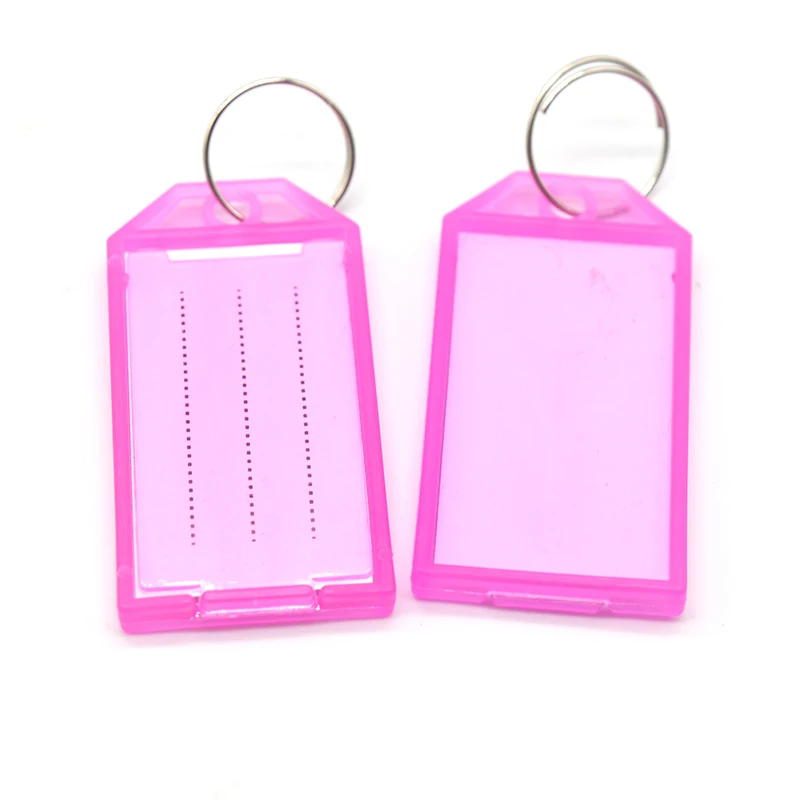 Flap Transparent Keychain Colorful Plastic Label Keychain Double Sided Marking Key Plate Luggage Hotel ID Tag