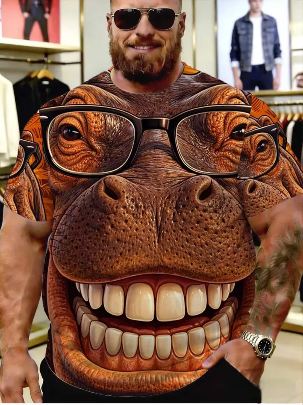 Lustiges Cartoon-Monster 3D-Druck Sport Atmungsaktives Schnelltrocknendes Rollenspiel-T-Shirt für Männer Outdoor Street Fashion Lässige Eltern-Kind-Kleidung – Detail 5