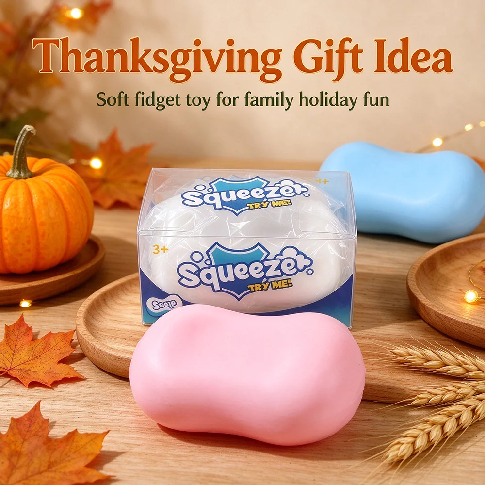 Creative Soap Shape Squishy Toy Sensory Fidget Stress Relief Toy Thanksgiving Black Friday Christmas Present