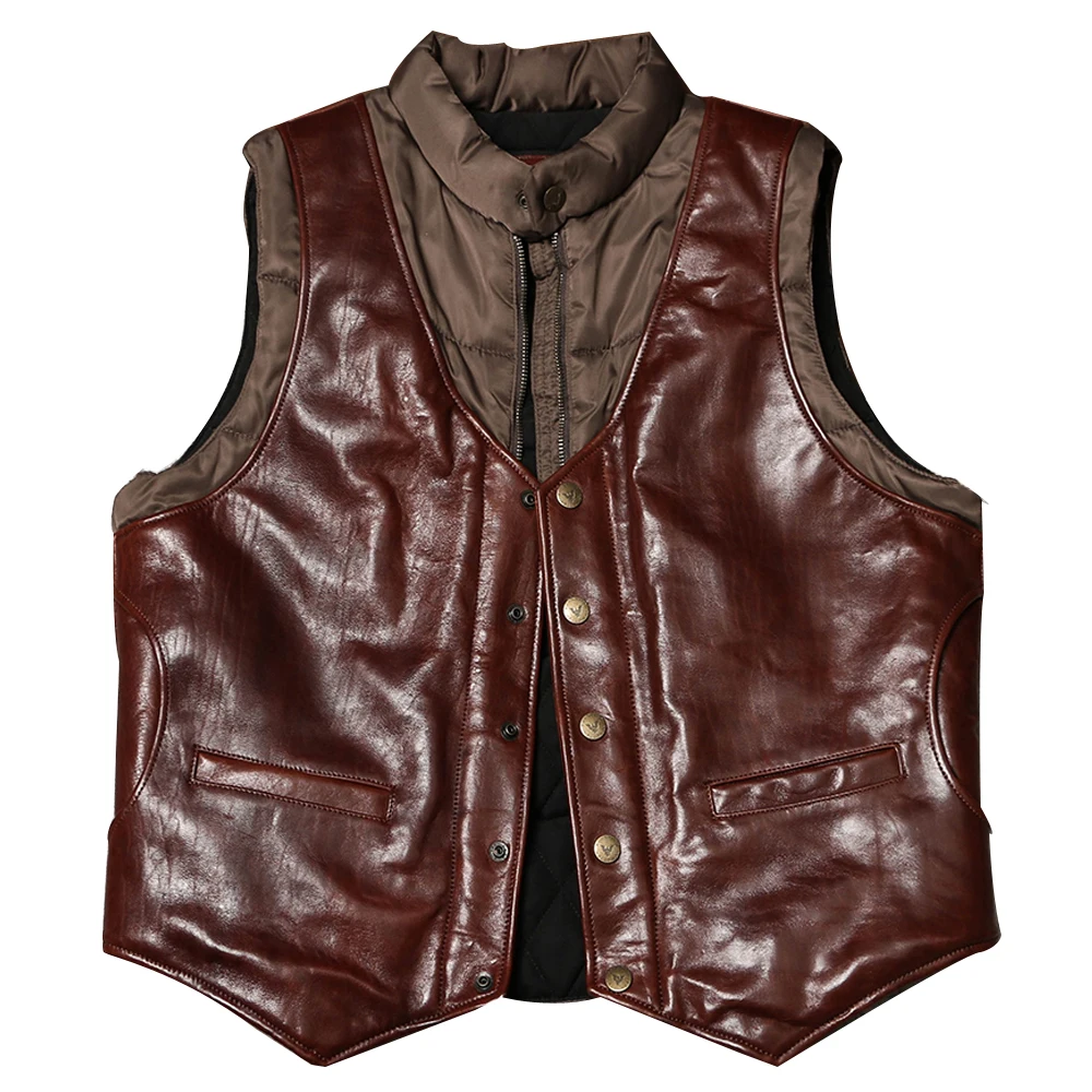 

Cotton Sheep Leather Patch Vests Coat For Man Winter Warm Waistcoat Sleeveless Mens Tank Coat Winter Vests Genuine Leather