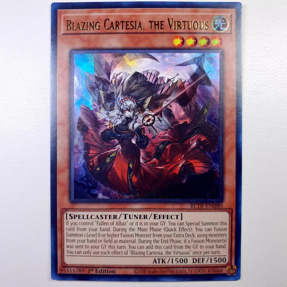 DIY Yu-Gi-Oh! English Version BLTR-EN080 UR Blazing Cartesia The Virtuous EK1 Anime Peripheral Game Collection Card Holiday Gift