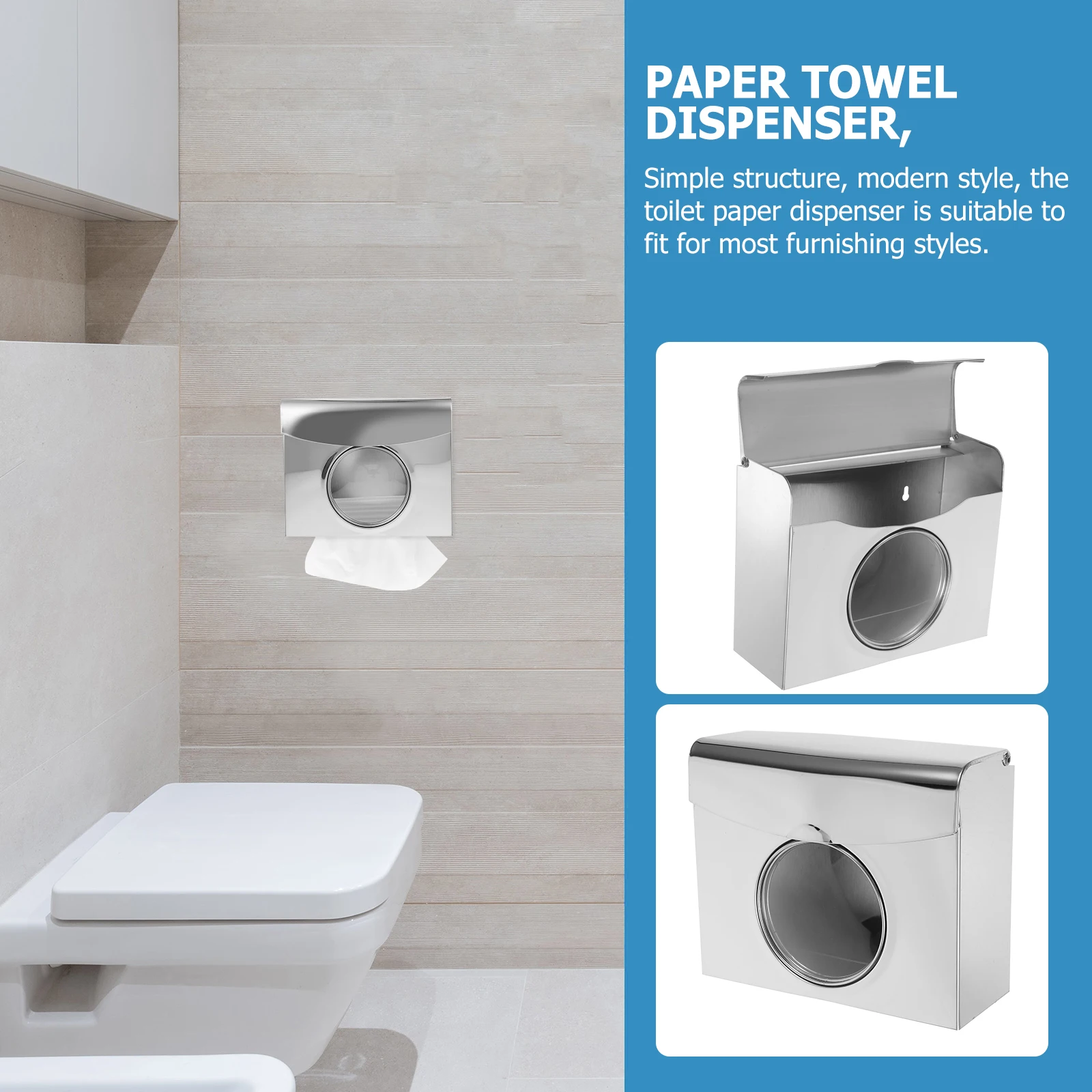 

Stainless Steel Tissue Box Dispenser Thickened Edge H Paper Holder Napkin Storage Case for Home Bathroom Kitchen Wall Mount