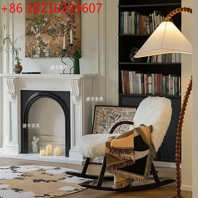 

French light luxury solid wood arch simple entrance fireplace living room wall decoration fireplace mantel