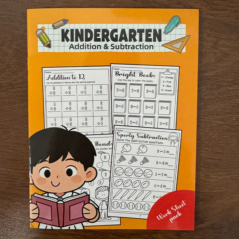 Addition & Subtraction Workbook Kids Number Line Math Practice Book Preschool Toddler Early Math Learning Activity Book