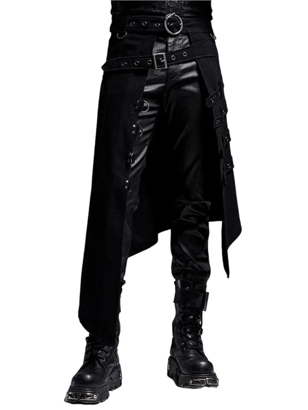 

Готическая асимметричная юбка, мужские повседневные прямые брюки со средней талией, молодежная повседневная одежда, базовые цвета, европейский сле