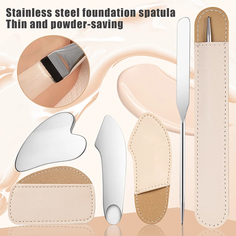 1 Stuk Roestvrijstalen Make-Up Spatel Mixing Stick Foundation Borstel Set Oogschaduw Crème Pigment Menggereedschap Gezicht Contour Borstel Tool