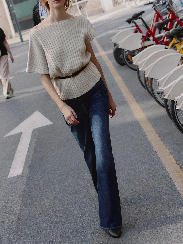 Street Sle Asymmetric Sweet Faionable Winter New Women's Top with Belt 2025 Ladies Loose Fit Long Sve round Ne Knitwear