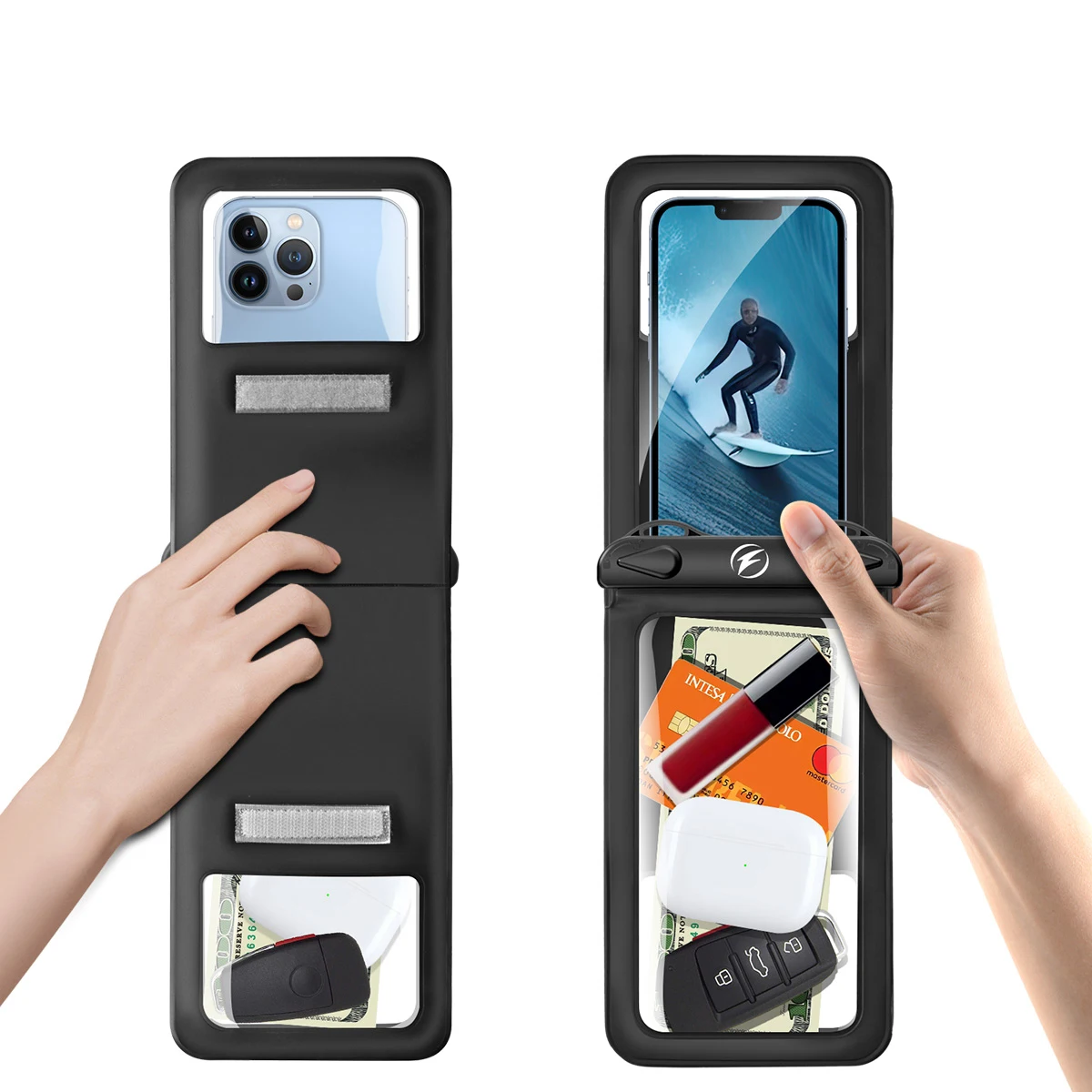 

Двойная водонепроницаемая сумка, телефон для плавания, пляжа, купания, дайвинга, храпа, водных видов спорта, подводный карман для iphone 15