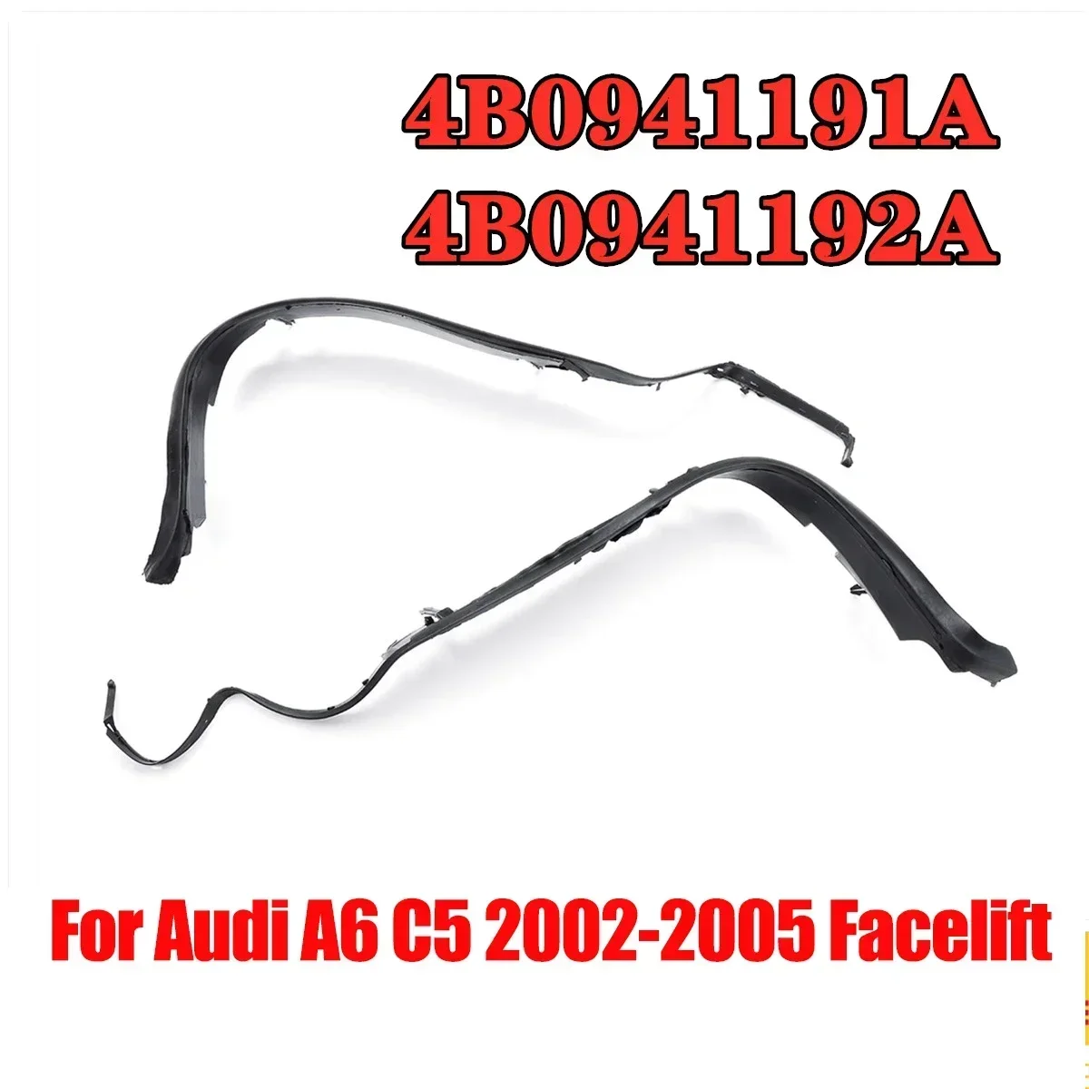 Pair Sealing Strip 4B0941191A 4B0941192A For Audi A6 C5 2002 2003 2004 2005 Facelift Car Front Headlight Seal Cover Trim Ring