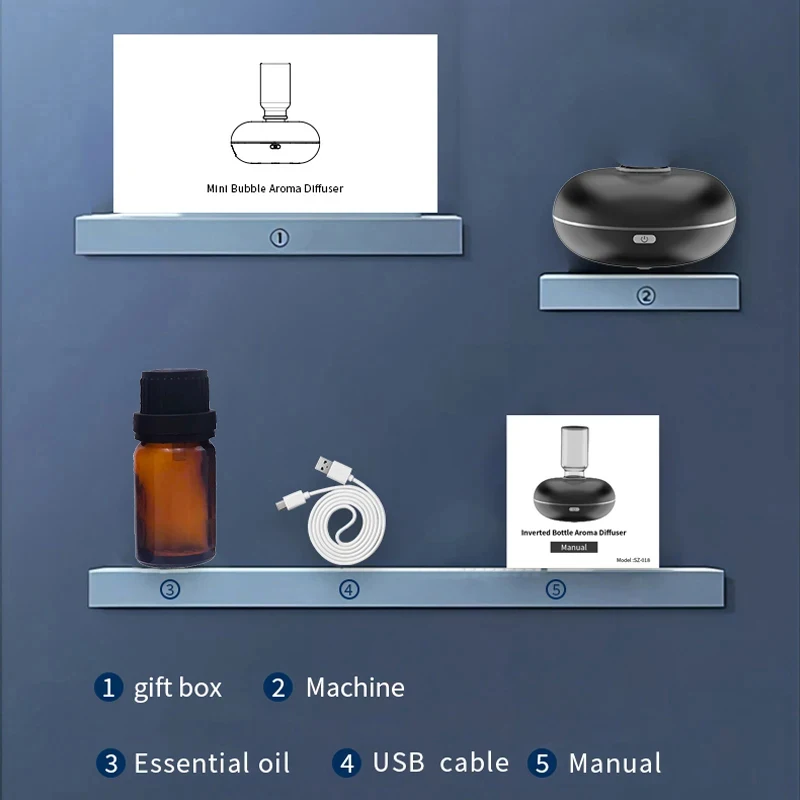 Auto Essential Oil Diffuser Room Fragrance Electric Aromatic Oasis Usb Aroma Diffuser Spraying Mini Air Freshener Device Office