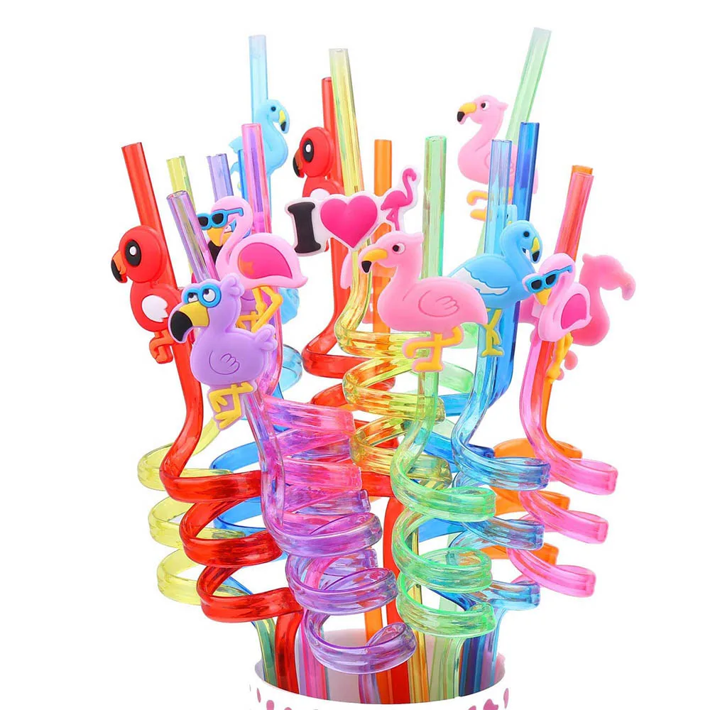 8pcs Reusable Flamingo Straws for Birthday Party Supplies Party Favors Luau Hawaiian Pool Party Decor Summer Party Supplies