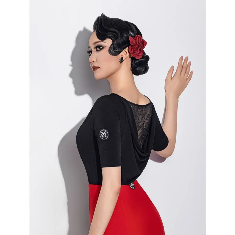 Aangepaste moderne dansjurk wals grote schommel rok half lichaam rok volwassen vrouwelijke sociale cha cha samba tango rumba danspak