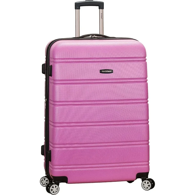 Trolley con ruota girevole espandibile Hardside Rockland Melbourne, rosa, grande 28 "a quadri