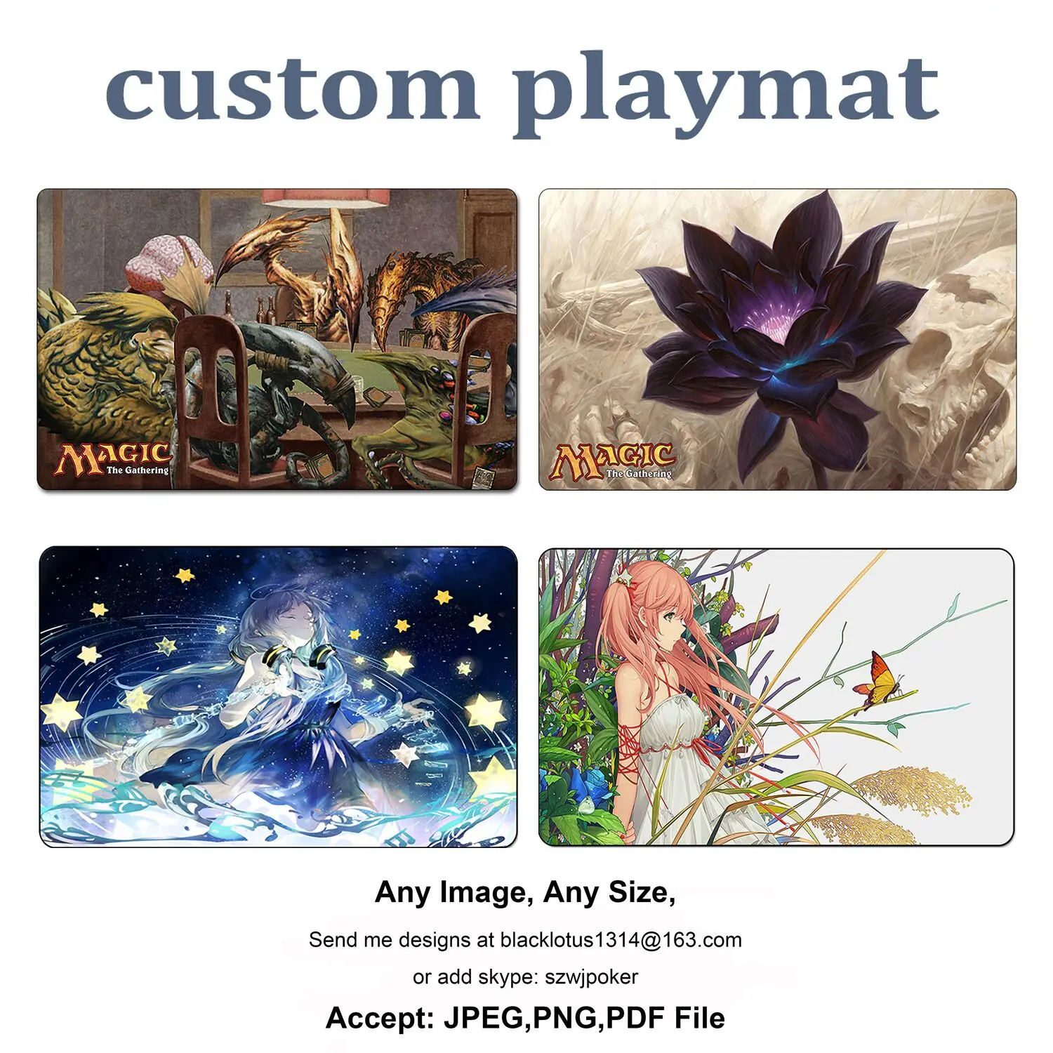 CUSTOM Playmat Any Image Size For TCG Card Games Board Games MGT/PKM/YGO/Batterfield Natural Rubber + Clothes Playmat Mouse Pad