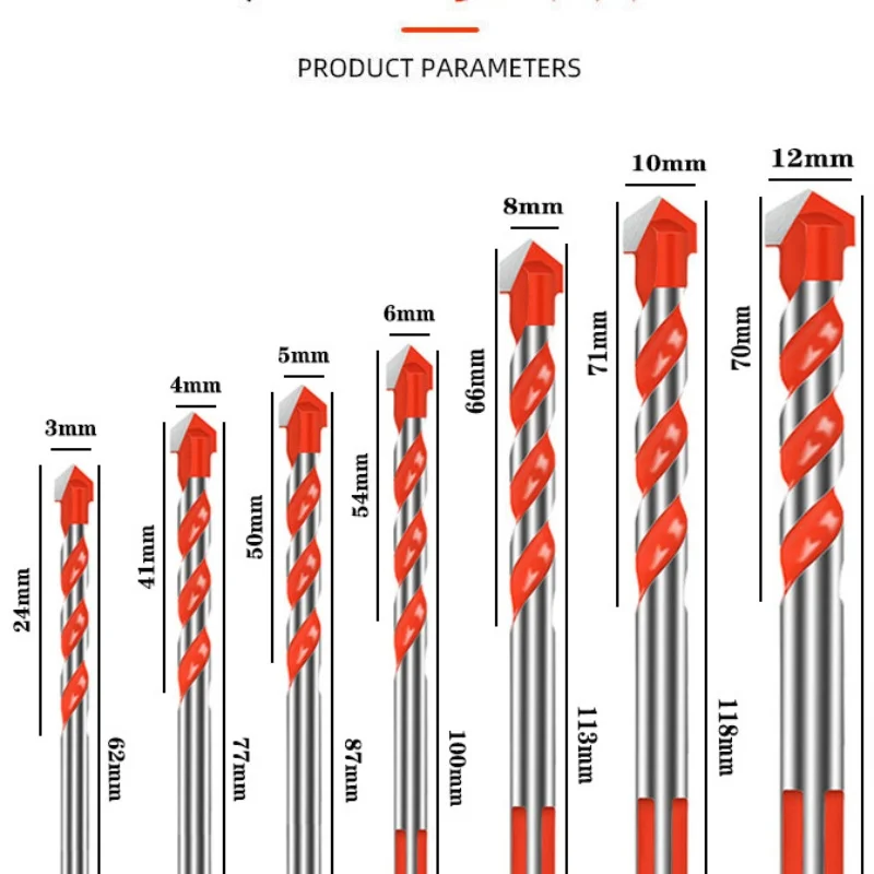 

7pcs Multifunctional Triangle Drill Bit Diamond Drill Set Ceramic Tile Concrete Brick Wood Glass Punching Hole Saw Metal Drill