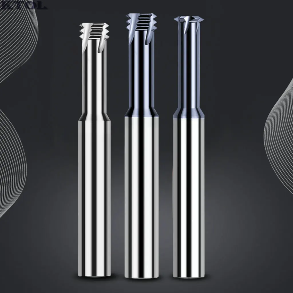 65HRC Single-Point Thread Cutter Insert CNC Router Bit 4 Flute Tungsten Carbide Threading Milling Tool for Aluminum Steel Metal
